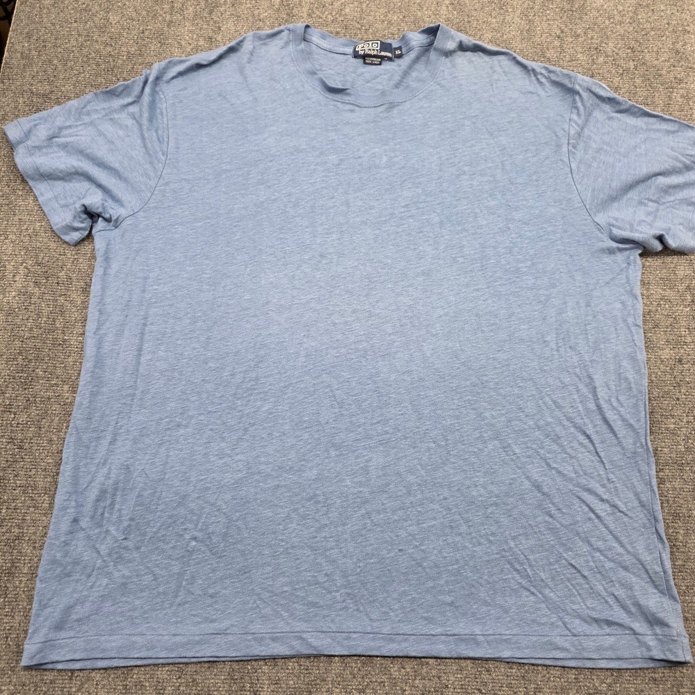 Polo Ralph Lauren Mens XL Blue 100% Linen Short Sleeve Crew Neck T-Shirt